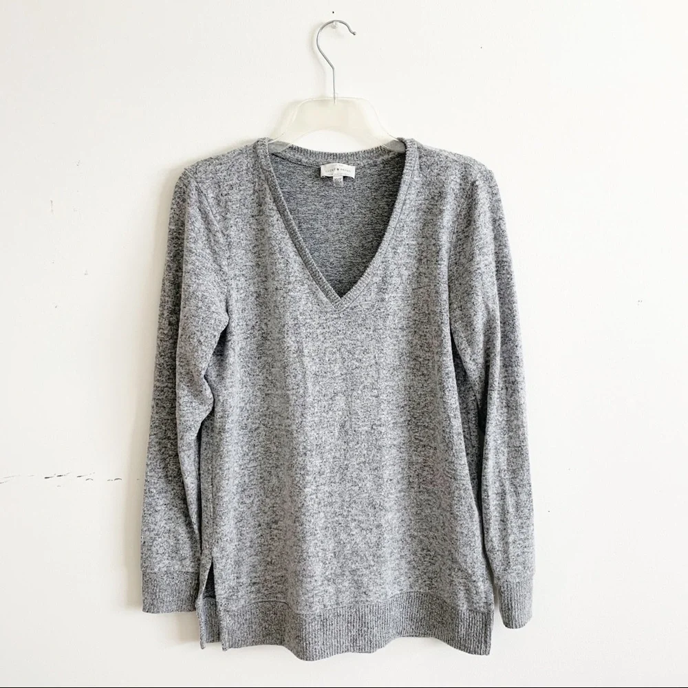 Lucky Brand Cloud Jersey V Neck Tunic Shirt gray - Picture 4 of 13